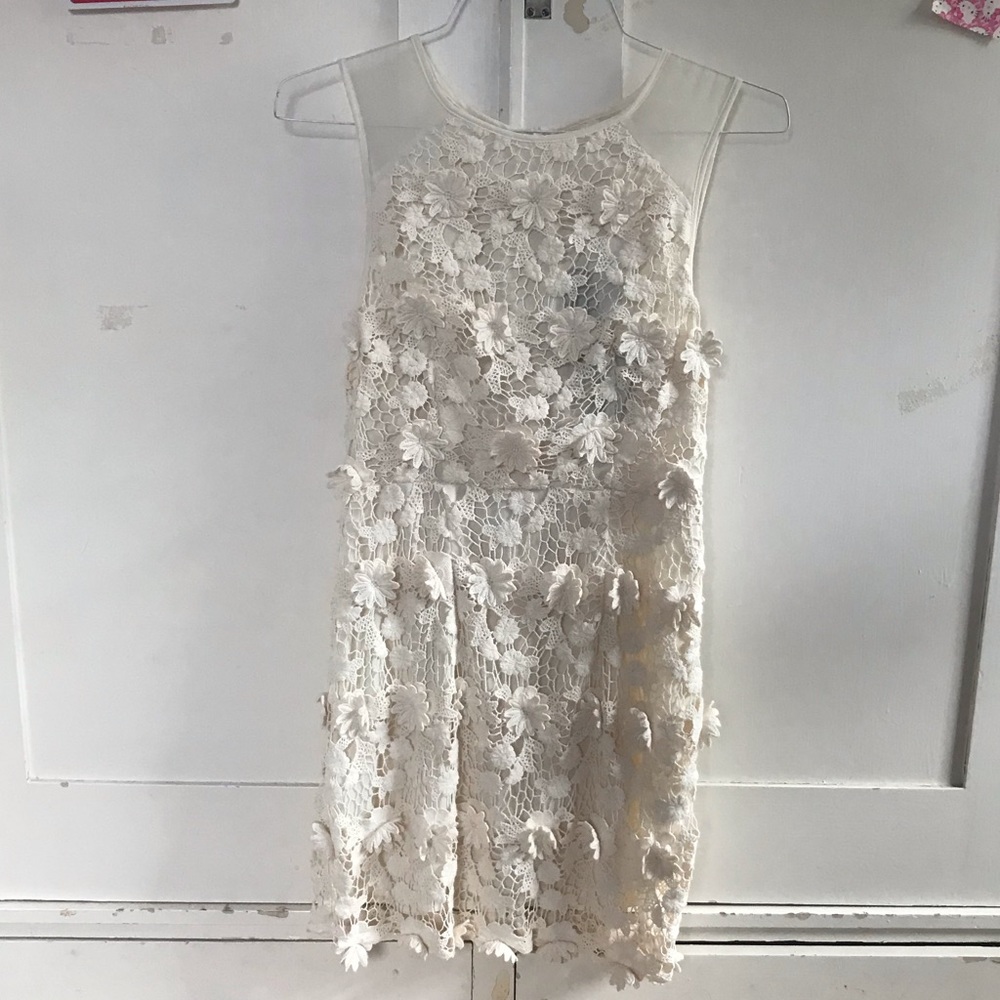 NWT Urban Outfitters Cream Crochet Flower Dress
